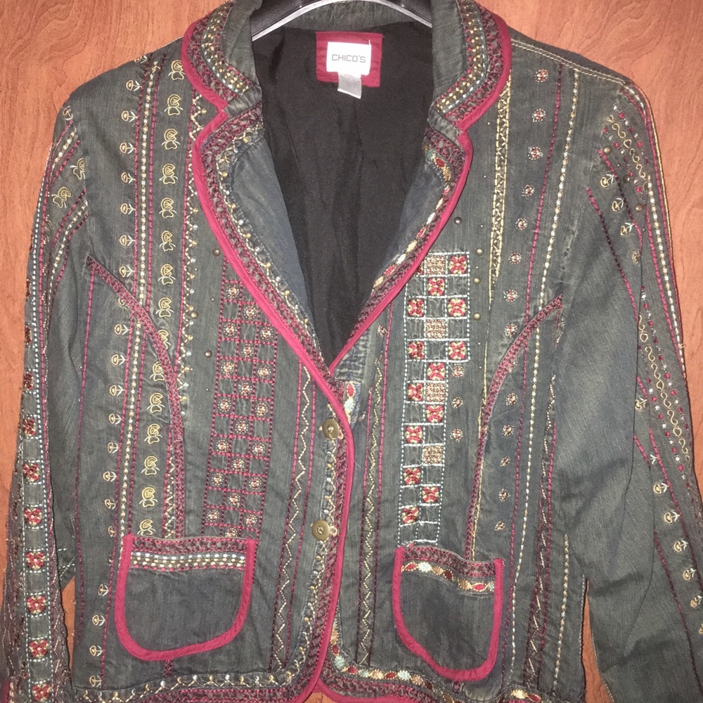 Chico’s Cotton Embroidered Jacket